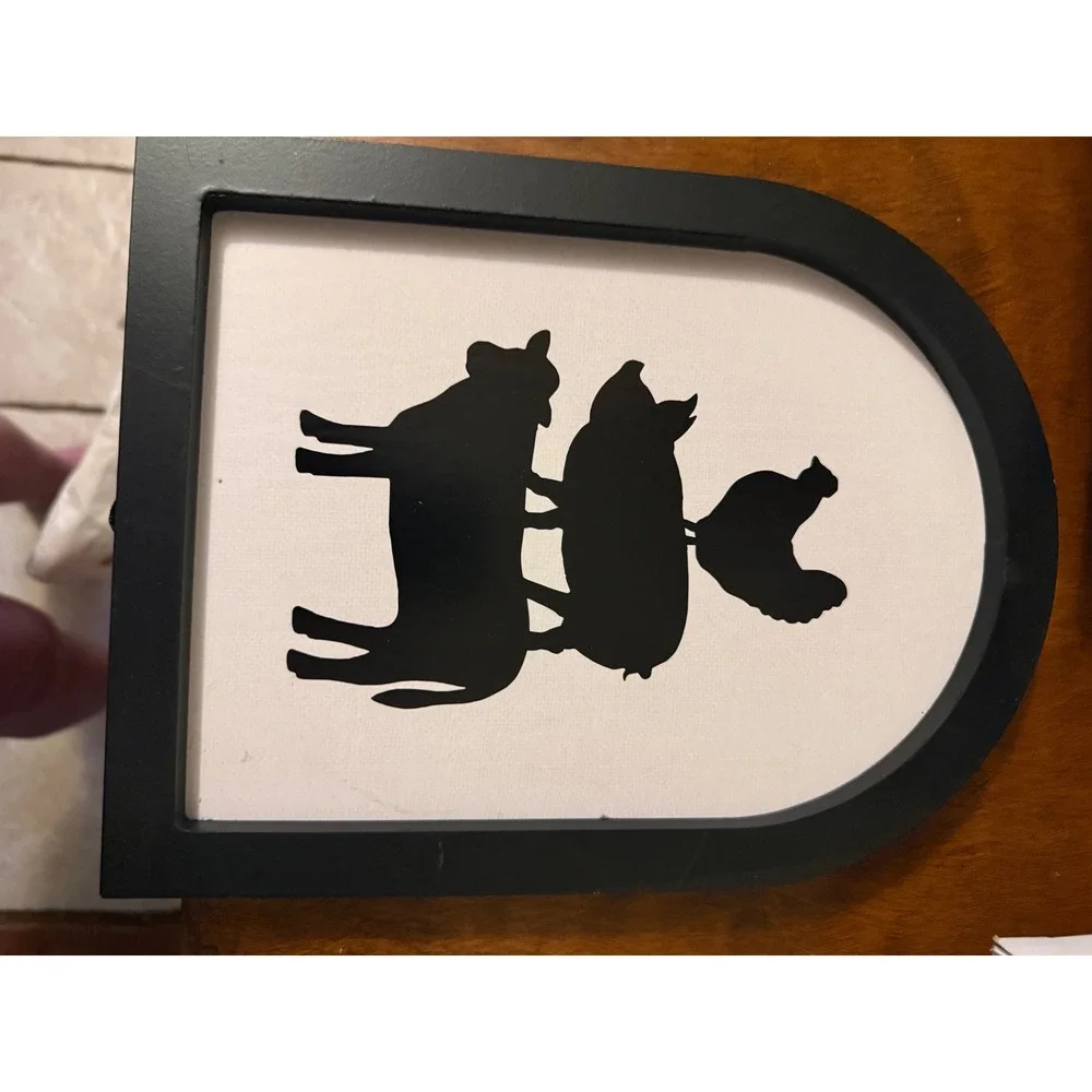 Farmhouse Silhouette Animal Wall Art Cow Pig Chicken Arched Black Frame Decor